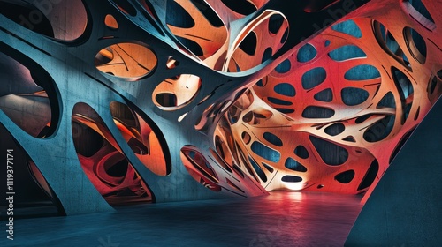Awe-Inspiring Abstract Architectural Design.  Intricate Concrete Structures and Futuristic Spaces.  Modern and Dynamic Architectural Forms.