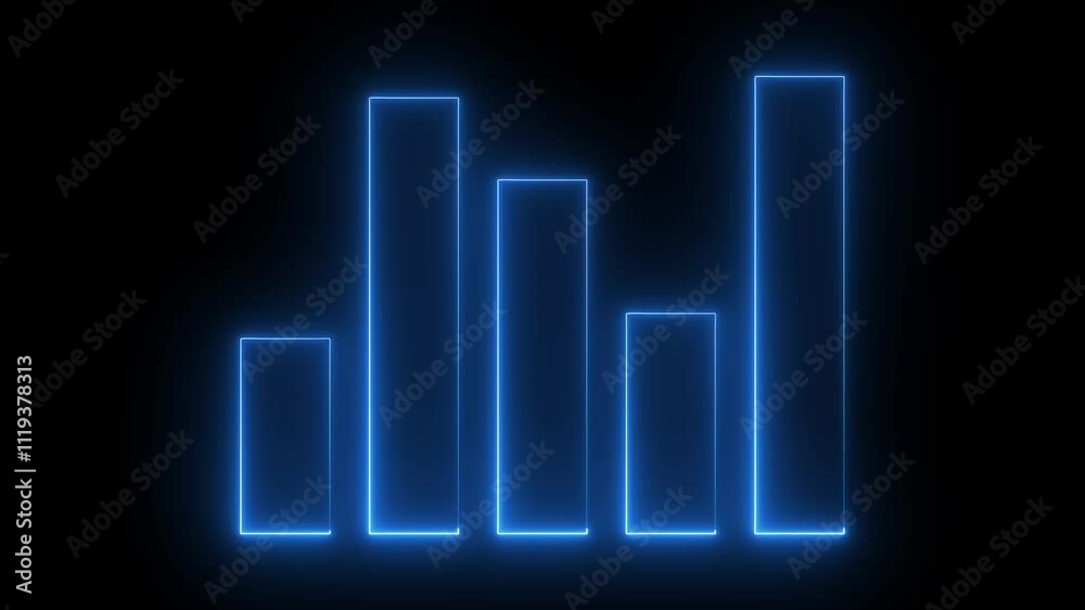 Neon glowing arrow up business graph icon animation .Neon business chart growth concept black background . Neon glowing arrow up business graph icon animation .Neon business chart growth concept black background .