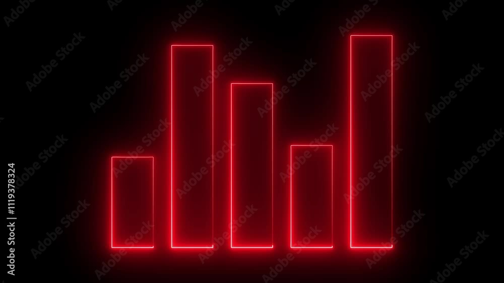 Neon glowing arrow up business graph icon animation .Neon business chart growth concept black background . Neon glowing arrow up business graph icon animation .Neon business chart growth concept black background .