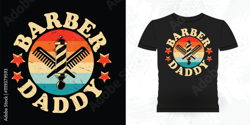 Barber Daddy Funny Father's Day Barbershop Retro Vintage Barber T-shirt Design