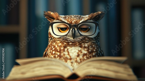 Cartoon Animated Owl Carefully Reading from a Ledger in an Intricately Detailed Finance Themed Animated Office Setting Portraying a Wise and Scholarly Accounting or Finance Researcher