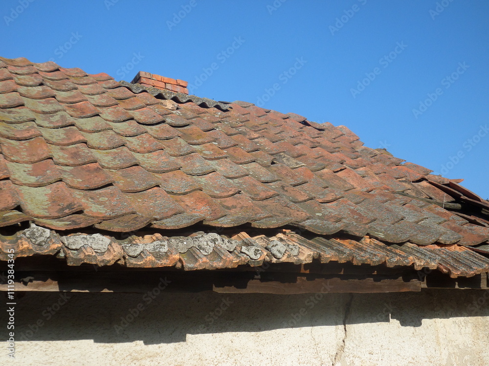 old clay house with red tile roof old clay house with red tile roof