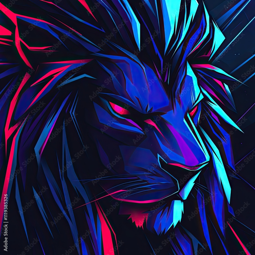 Majestic Neon Lion: A Digital Art Masterpiece of Power and Intensity Majestic Neon Lion: A Digital Art Masterpiece of Power and Intensity