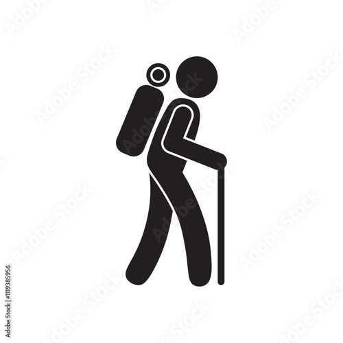 vector flat icon of a person hiking