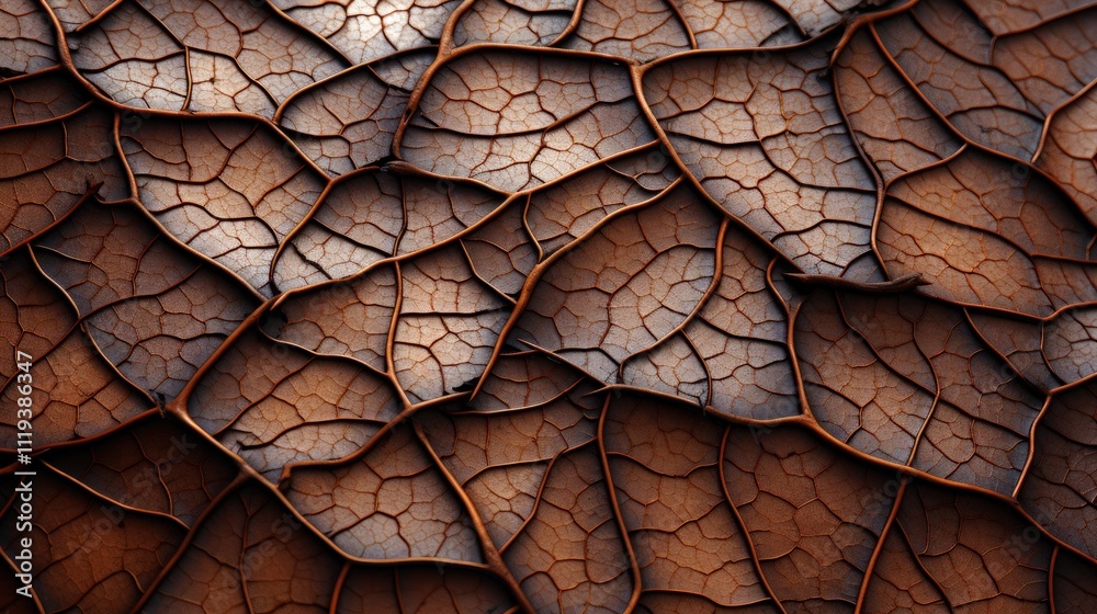 The intricate pattern of veins on a fallen leaf The intricate pattern of veins on a fallen leaf