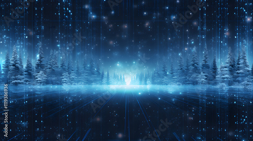 Cyber winter background, copy space for text