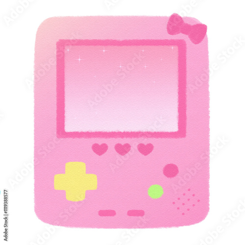 Vaporwave Pink Game boy Game control Retro style 90s 80s clipart isolated illustration hand drawn