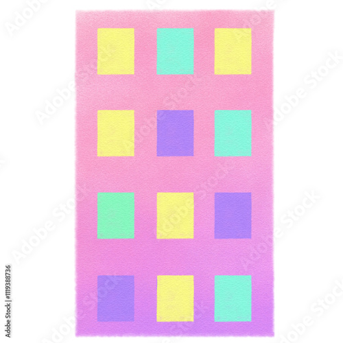 Vaporwave Pink night building Retro style 90s 80s clipart isolated illustration hand drawn