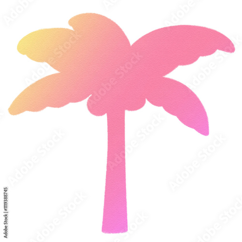 Vaporwave Pink Coconut tree Retro style 90s 80s clipart isolated illustration hand drawn