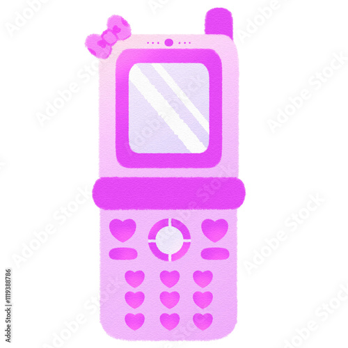 Vaporwave Purple Cell phone Retro style 90s 80s clipart isolated illustration hand drawn