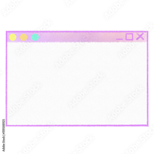 Vaporwave Purple Window on pc with wave images style 90s 80s clipart isolated illustration hand drawn