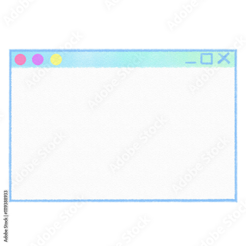Vaporwave Blue Window on pc with wave images style 90s 80s clipart isolated illustration hand drawn
