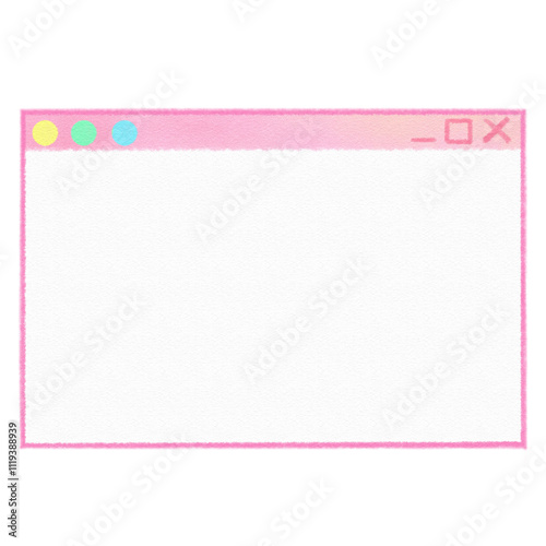 Vaporwave Pink Window on pc with wave images style 90s 80s clipart isolated illustration hand drawn