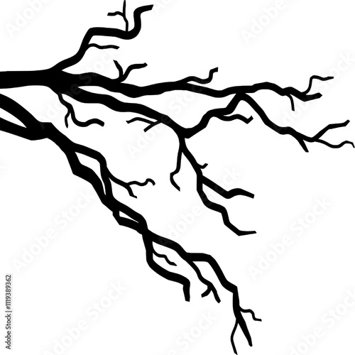 Tree branch silhouette. Branches silhouettes