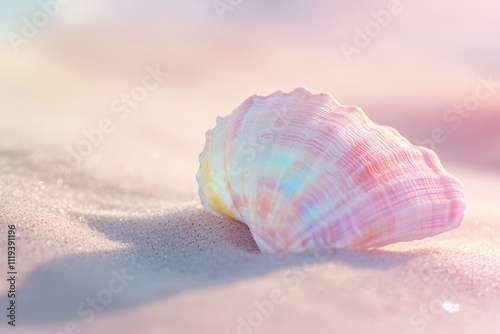 Wallpaper Mural  colorful seashell resting on soft sand, capturing the essence of a tranquil beach scene  Torontodigital.ca