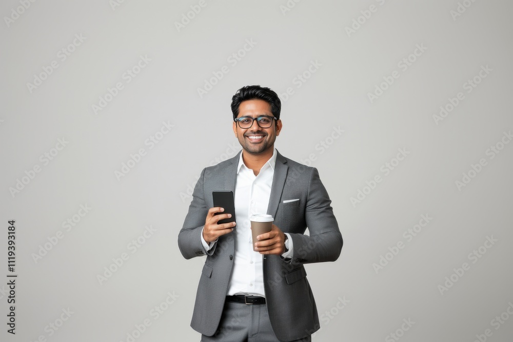young indian man using smartphone on white background young indian man using smartphone on white background