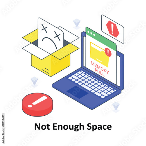 Not Enough Space isometric Colored illustration. EPS File stock illustration