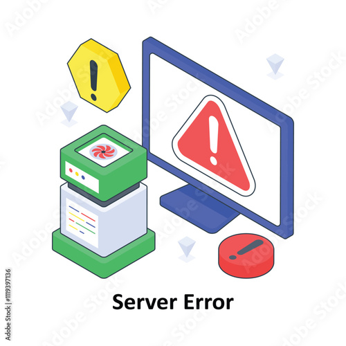 Server Error isometric Colored illustration. EPS File stock illustration
