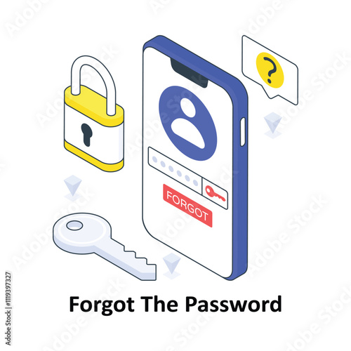 Forgot The Password isometric Colored illustration. EPS File stock illustration