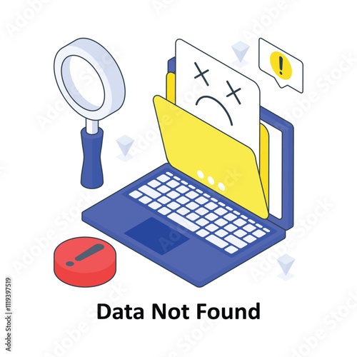 Data Not Found isometric Colored illustration. EPS File stock illustration