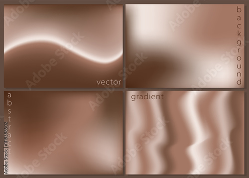 Set of gradient background in mocha mousse colors. Color of the Year concept. Great for creative needs, design concepts, wallpapers, web. Blurred background