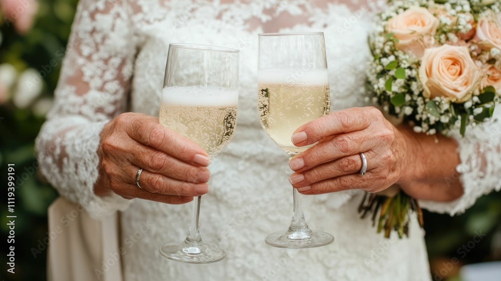 Cherished Anniversary with Toasting Champagne Glasses and Love Filled Moments Cherished Anniversary with Toasting Champagne Glasses and Love Filled Moments
