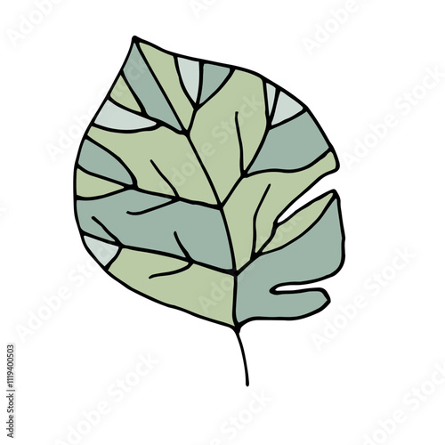A single leaf. Digital illustration. Design of covers, postcards, invitations, things