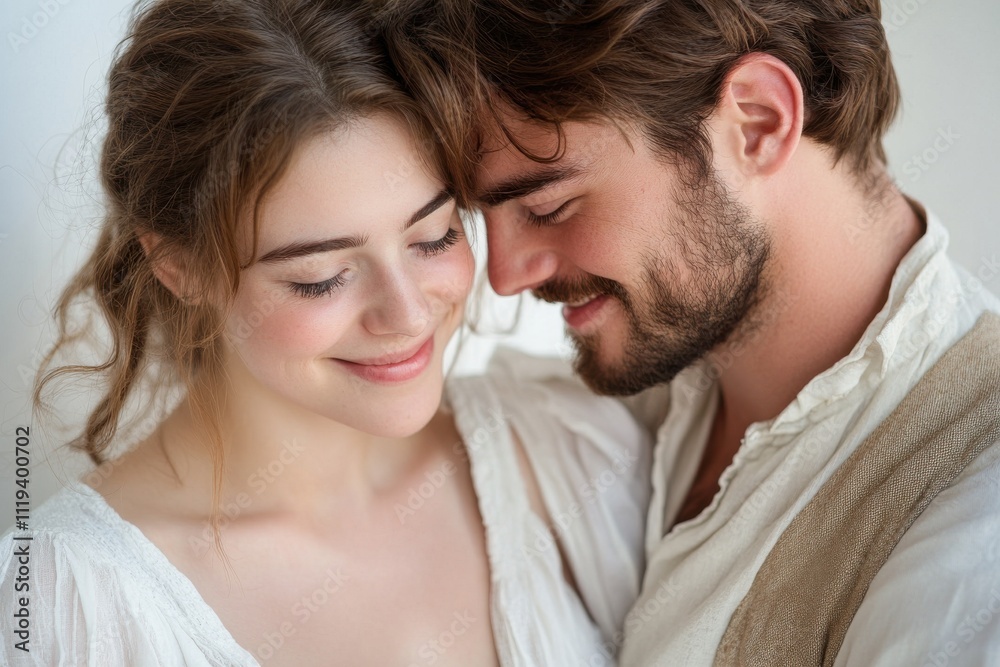 young happy couple standing together on white background young happy couple standing together on white background
