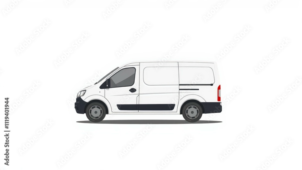 Modern White Van Illustration: Perfect for Business, Delivery, and Advertising