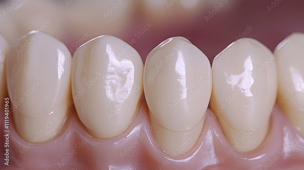 A close-up of healthy, white teeth showcasing their smooth surface and natural shine, highlighting dental aesthetics. A close-up of healthy, white teeth showcasing their smooth surface and natural shine, highlighting dental aesthetics.