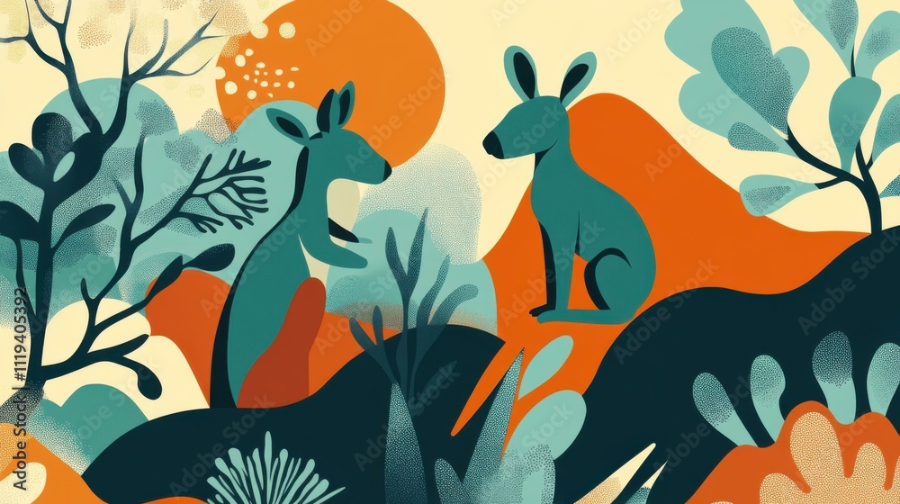 Naklejka premium Abstract Animal Illustration with Colorful Patterns