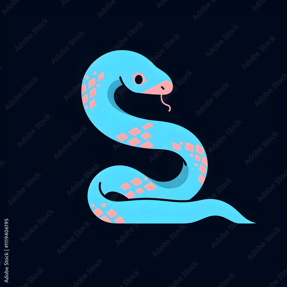 snake_in_blue_icon_image_illustration,generation AI snake_in_blue_icon_image_illustration,generation AI