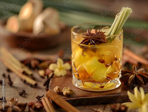 Refreshing Ginger Drink with Lemongrass and Star Anise photo