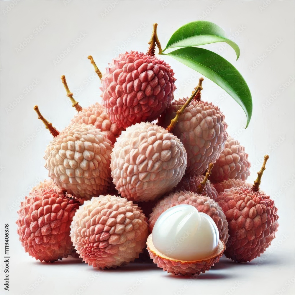 Fresh Lychee Fruit Isolated on White Background Fresh Lychee Fruit Isolated on White Background
