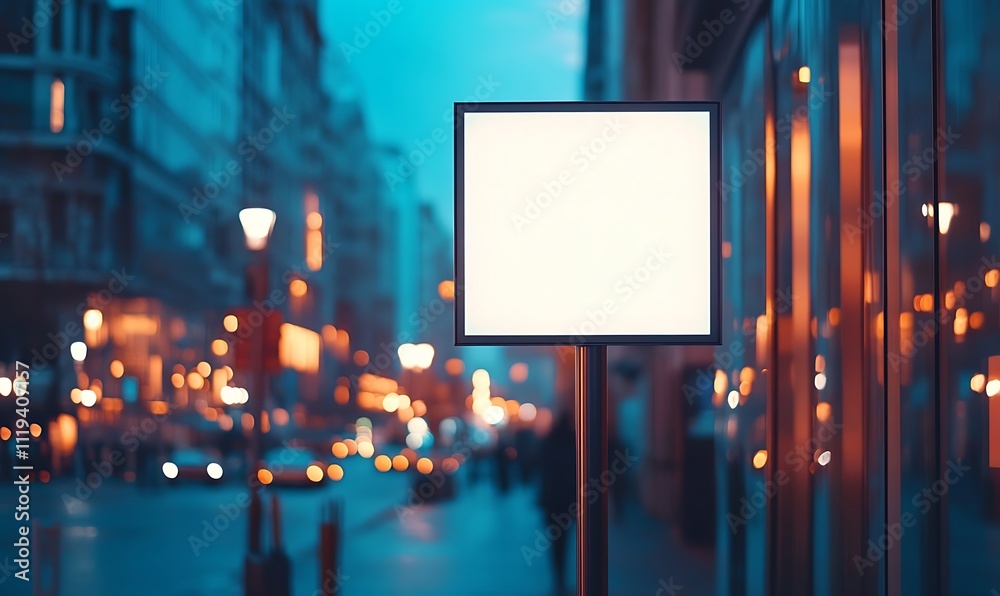 Blank Billboard on City Street at Night. Outdoor advertising, Generative Ai Blank Billboard on City Street at Night. Outdoor advertising, Generative Ai