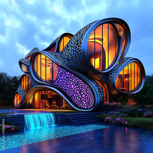 New modern home architecture with nature 