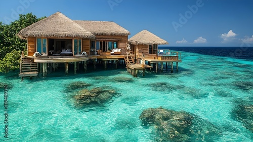 Fototapeta Naklejka Na Ścianę i Meble -  A beautiful beach house with a pool