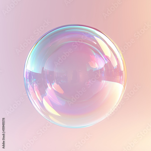 glass bubbles, transparent rainbow bubble, cosmetic moisturizing water molecules, Cosmetic essence, liquid oil foam, glass texture, 3D rendering