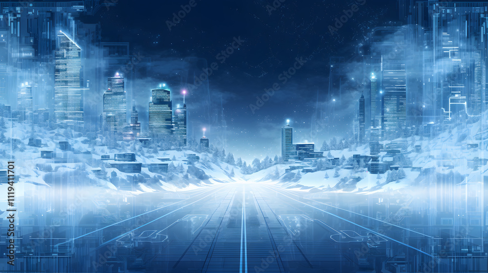 Cyber winter background, copy space for text Cyber winter background, copy space for text