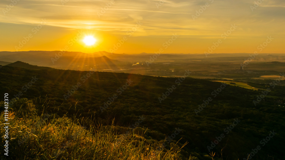 View of the landscape of the Bohemian Central Highlands from Košťálov Castle, Czech Republic. View of the landscape of the Bohemian Central Highlands from Košťálov Castle, Czech Republic.