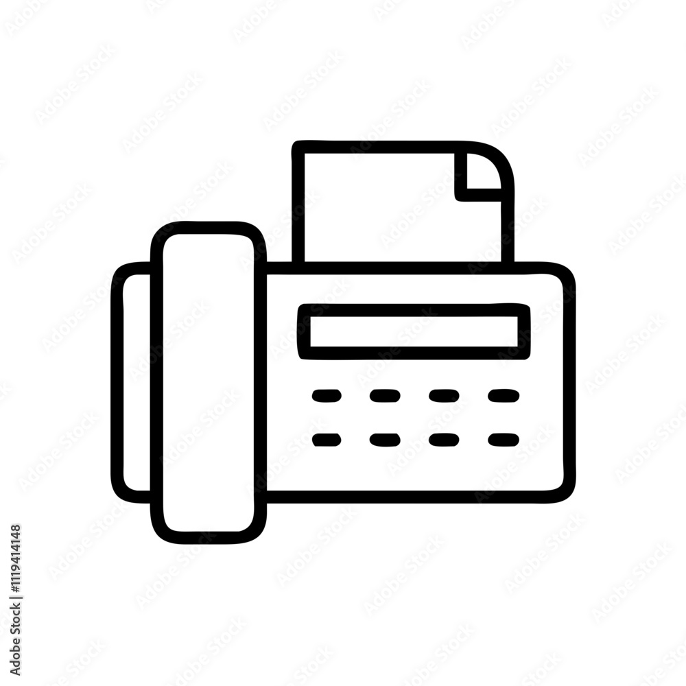 Fax Machine Icon for Document Sending, Communication, and Office Equipment Fax Machine Icon for Document Sending, Communication, and Office Equipment