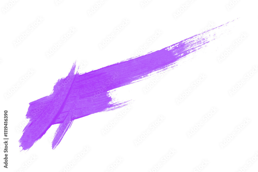 Fototapeta premium Isolated purple brush stroke on transparent background.