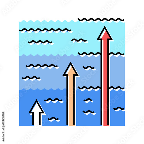 rising water disaster color icon vector. rising water disaster sign. isolated symbol illustration