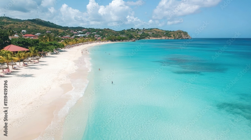 Stunning Aerial View of a Tropical Beach in the Caribbean