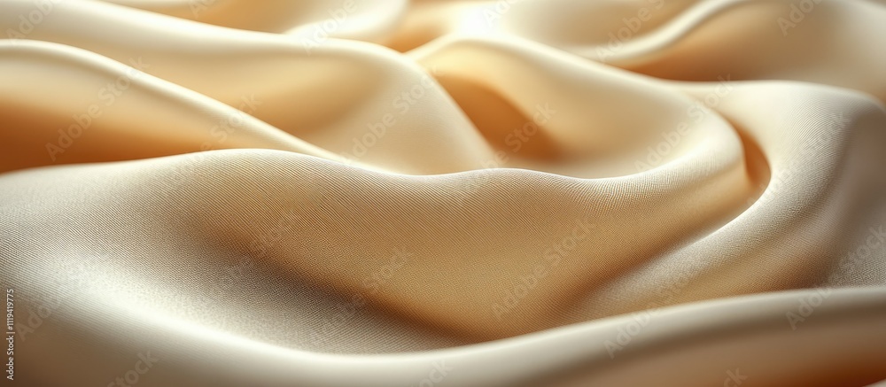 Fototapeta premium Elegant Draped Beige Silk Fabric Texture