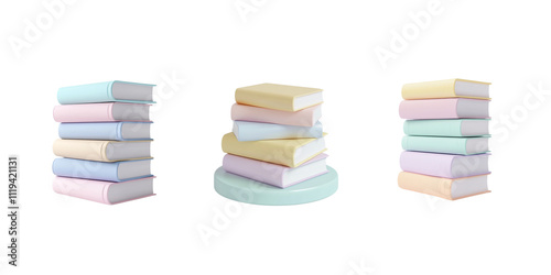 3D book icon in pastel colors on white background 
