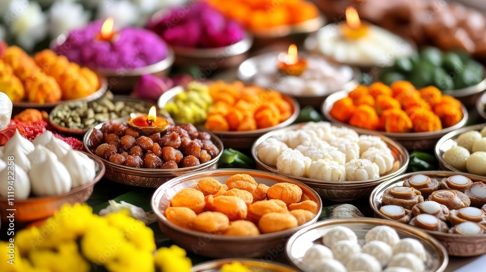 Assortment of Sweets and Offerings for a Traditional Ceremony Assortment of Sweets and Offerings for a Traditional Ceremony