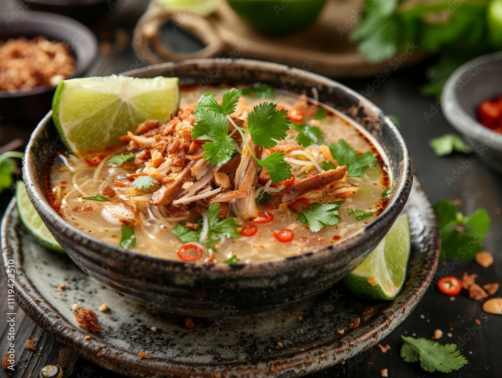 Delicious Asian Noodle Soup with Chicken and Lime Delicious Asian Noodle Soup with Chicken and Lime