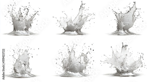 3d render water splash clip art set big collection of assorte3d liqui3d splashing isolate3d on white background