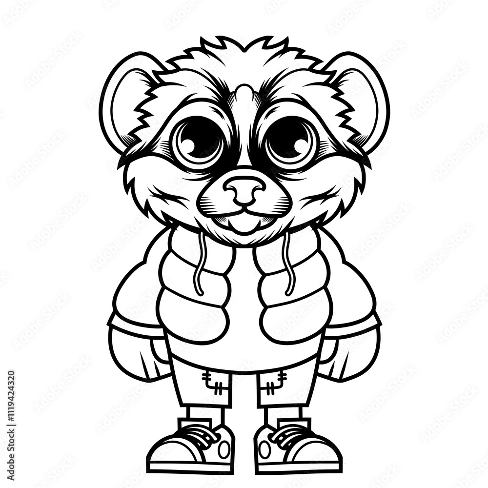 Obraz premium Mascot character design cartoon of meerkat outline